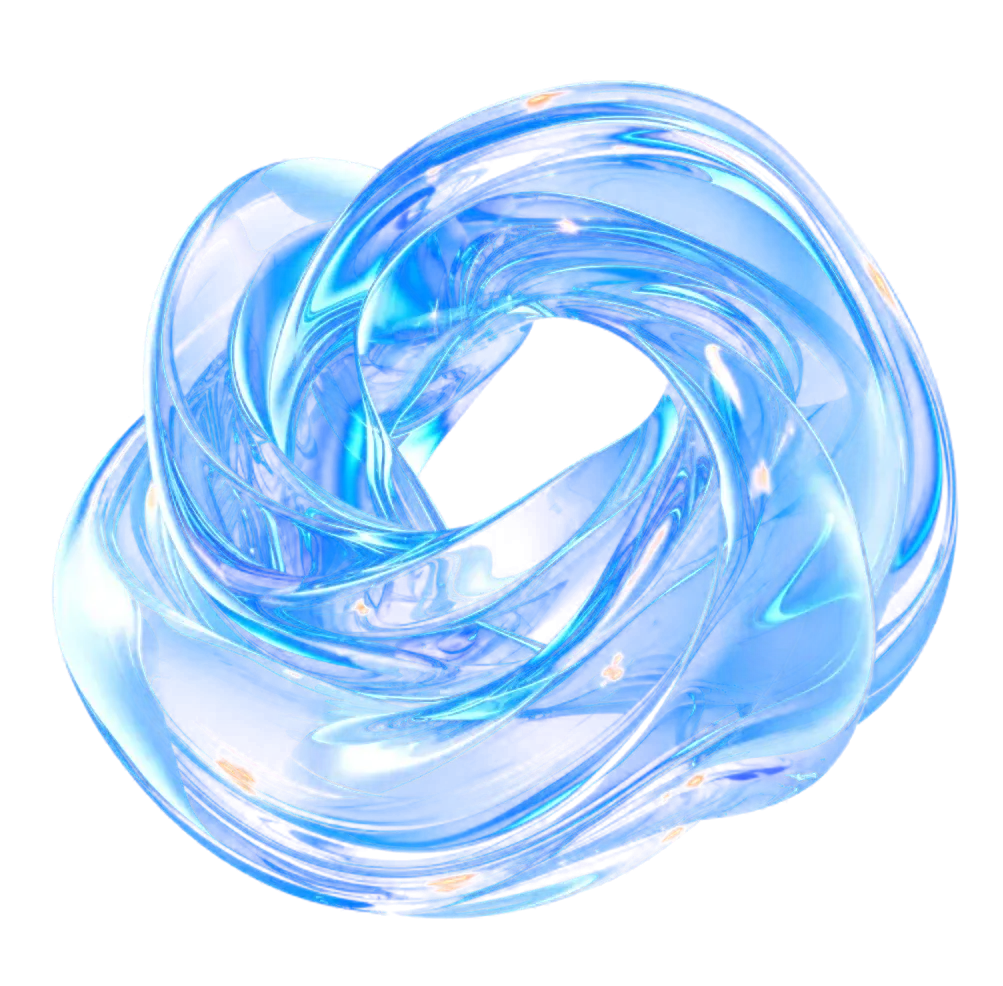 Sculptural blue glass loop